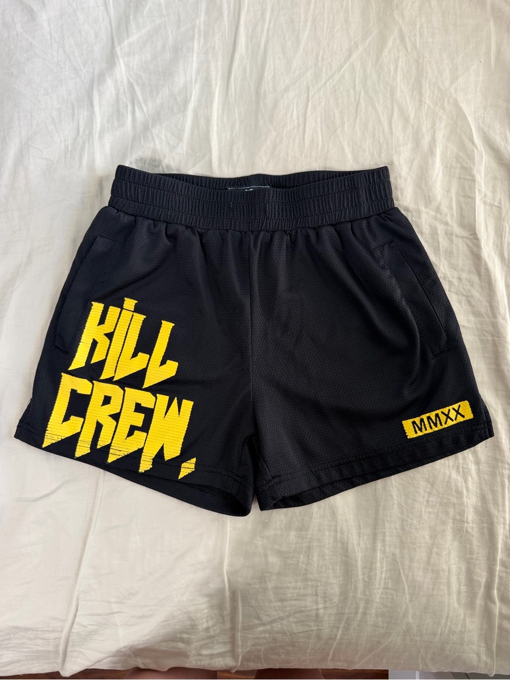 Kill Crew Black Athletic Shorts with Yellow Details